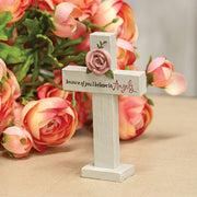 I Believe in Angels Resin Cross with Rose