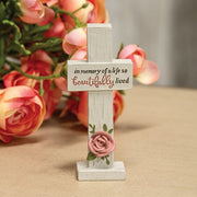 A Life So Beautifully Lived Resin Cross with Rose