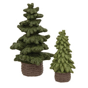 Resin Evergreen Trees in Baskets - 3.5"H (Set of 2)