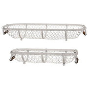 White Chicken Wire Oval Baskets (Set of 2)