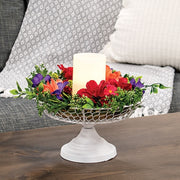 White Chicken Wire Pedestal Tray