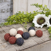 Americana Primitive Plaid Rag Balls (Set of 12)
