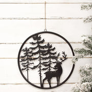 Cast Iron Reindeer in the Woods Silhouette Hanger