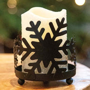Black Metal Snowflake Pillar Holder