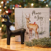 Black Cast Iron Standing Reindeer Figurine - 6"H