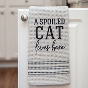 A Spoiled Cat Lives Here Dish Towel