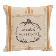 Autumn Blessings Orange Ticking Stripe Pillow - 10"