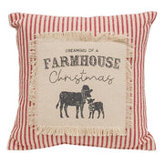 Dreaming of a Farmhouse Christmas Red Ticking Stripe Pillow - 10"