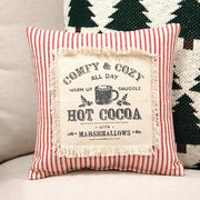Comfy & Cozy All Day Red Ticking Stripe Pillow - 10"
