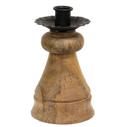 Natural Wood & Metal Cone Spindle Taper Holder - 6.25"