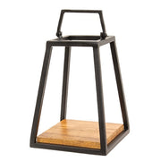 Cast Iron & Wood Open Air Lantern With Handle