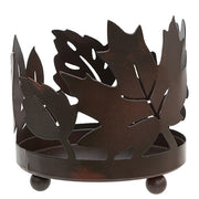 Rusty Finish Metal Fall Leaves Pillar Holder - 4.25"H