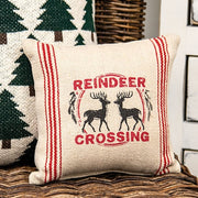 Reindeer Crossing Striped Pillow