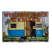 Camping Welcome Tin Sign  (3 Count Assortment)