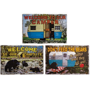 Camping Welcome Tin Sign  (3 Count Assortment)
