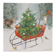 Woodland Christmas Sleigh Lighted Canvas - 18"