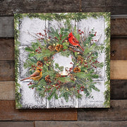 Snowy Cardinal Wreath Lighted Canvas - 18"