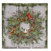 Snowy Cardinal Wreath Lighted Canvas - 18"