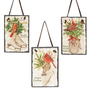 Winter Cardinal Hanging Slate  (3 Count Assortment)