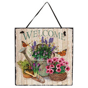 Welcome Flower Market Slate - 9.5" sq.