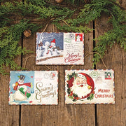 Vintage Christmas Postcard Ornament  (3 Count Assortment)