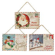 Vintage Christmas Postcard Ornament  (3 Count Assortment)