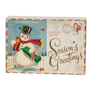 Vintage Christmas Postage Stamp Box Sign - 6.5" x 4.5"  (3 Count Assortment)