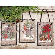 Winter Woodland Cardinal Mini Slate Hanger  (3 Count Assortment)