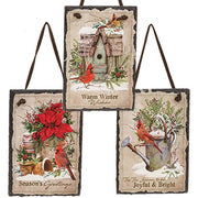 Winter Woodland Cardinal Mini Slate Hanger  (3 Count Assortment)