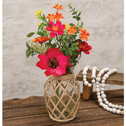 Rattan Wrapped Glass Vase - 8"H