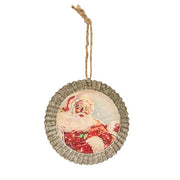 Vintage Santa Metal Pie Pan Ornament  (3 Count Assortment)