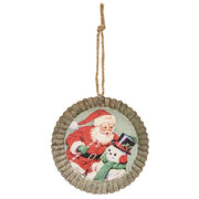 Vintage Santa Metal Pie Pan Ornament  (3 Count Assortment)