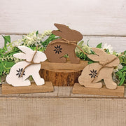 Rustic Wood Baby Hopping Silhouette Bunny  (3 Count Assortment)