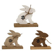 Rustic Wood Baby Hopping Silhouette Bunny  (3 Count Assortment)