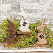 Rustic Wood Standing Silhouette Bunny - 10.5"  (3 Count Assortment)