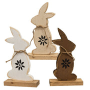 Rustic Wood Standing Silhouette Bunny - 10.5"  (3 Count Assortment)