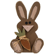 Rustic Wood Sitting Baby Bunny with Carrot  (3 Count Assortment)