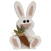 Rustic Wood Sitting Baby Bunny with Carrot  (3 Count Assortment)
