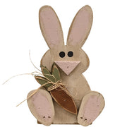 Rustic Wood Sitting Baby Bunny with Carrot  (3 Count Assortment)