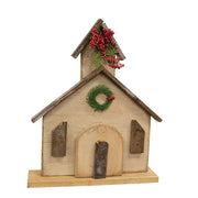 Rustic Layered Wood Church on Base - 17"H