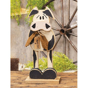 Rustic Wood Skinny Leg Welcome Cow on Base - 21"H
