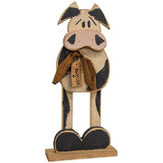 Rustic Wood Skinny Leg Welcome Cow on Base - 21"H