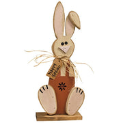 Wooden Sitting "Happy Spring" Bunny on Base - 24"H