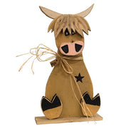 Rustic Wood Sitting "Moo" Highland on Base - 25"H  (3 Count Assortment)