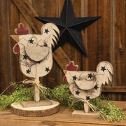 Rustic Wood Stars Chicken on Base - 18.5"H