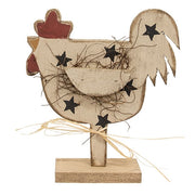 Rustic Wood Stars Chicken on Base - 12"
