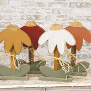 Rustic Wood Drooping Daisy on Base - 16.5"H  (4 Count Assortment)