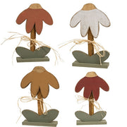 Rustic Wood Drooping Daisy on Base - 16.5"H  (4 Count Assortment)