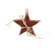 Distressed Wood Americana Star Ornament with Raffia - 6.5"  (3 Count Assortment)