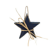 Distressed Wood Americana Star Ornament with Raffia - 6.5"  (3 Count Assortment)